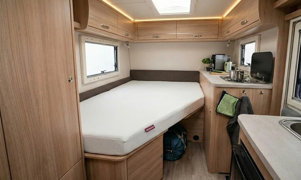 Fransbed met scherpe lijn